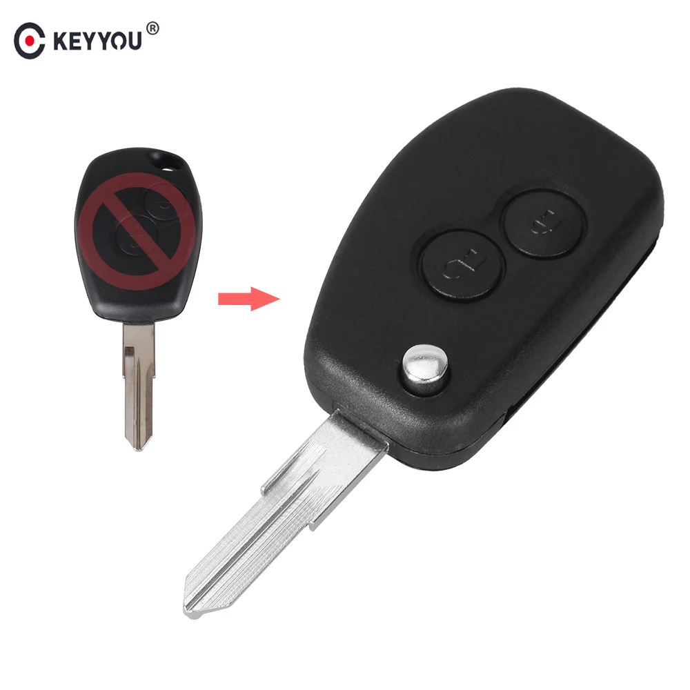 Модифицированный Корпус Ключа KEYYOU с 2 кнопками для Renault Dacia Modus Duster Clio Espace, раскладной складной дистанционный ключ, Пустой Автомобильный ключ