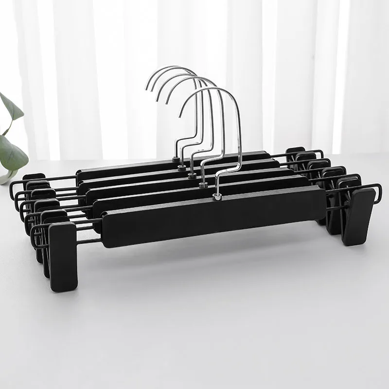 bestiform custom Flexible bottom hanger black plastic pants hangers skirt hanger with clips metal hook