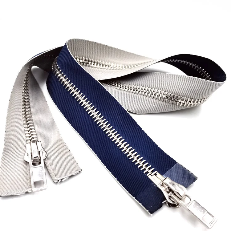 Junye Customized 10# Two Way Separator 2 Sides 2 Color Metal Zipper For Garment