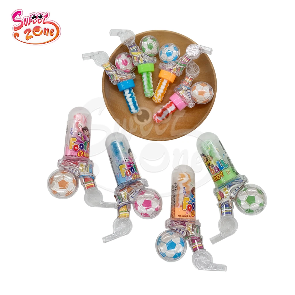 Wholesale oem plastic football whistle shape nipple hard candy with powder candy