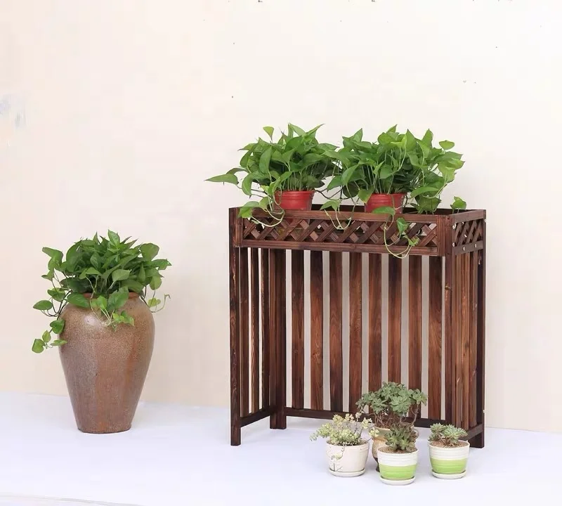Customized Outdoor Wood Air Conditioner Flower Stand Wooden Air Conditioner Cover