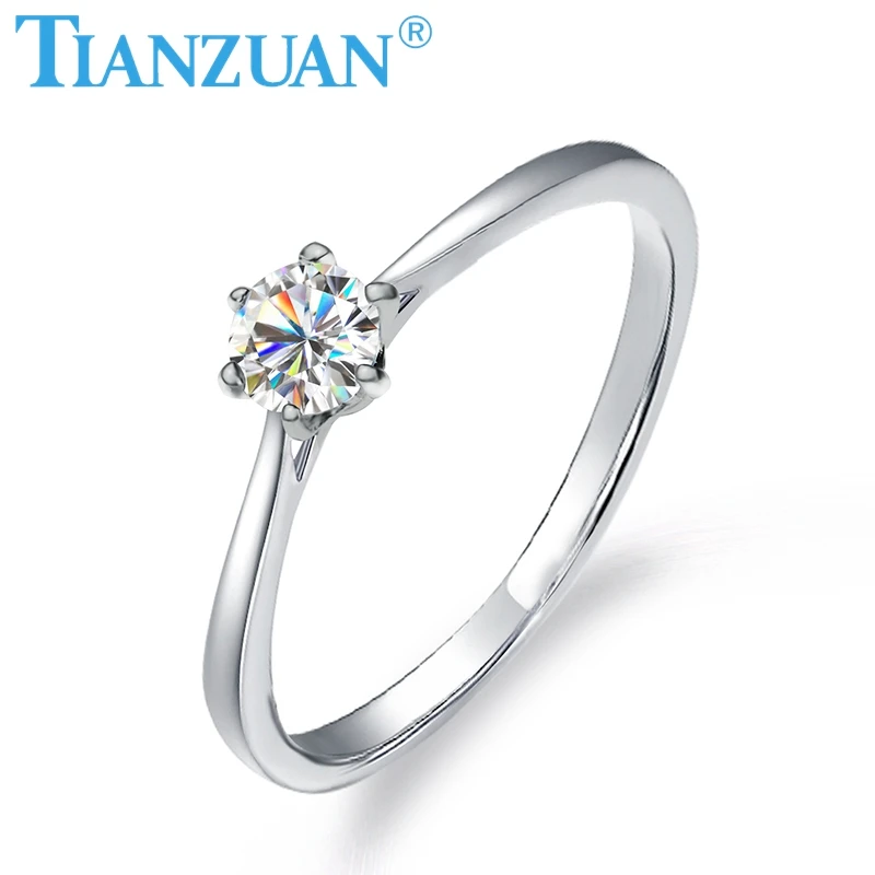 925 Sterling Silver Moissanite Ring  4mm   Round  DF Color Stone 6claws  Ring  for Wedding Diamond Ring