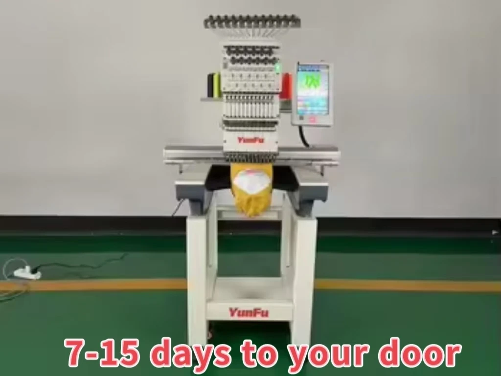 Big Sale!!! Single Head 12/15 Needles 1200 RPM  China Factory YUNFU Embroidery Machine Computerized Computer Embroidery Machines