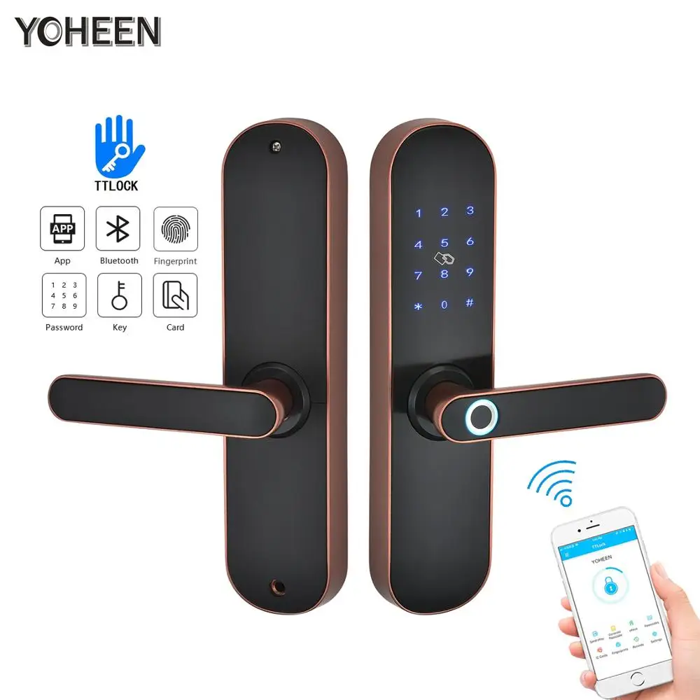 Yoheen TTlock App WiFi смарт-карта с цифровым кодом и отпечатком пальца дверной замок для квартиры отеля