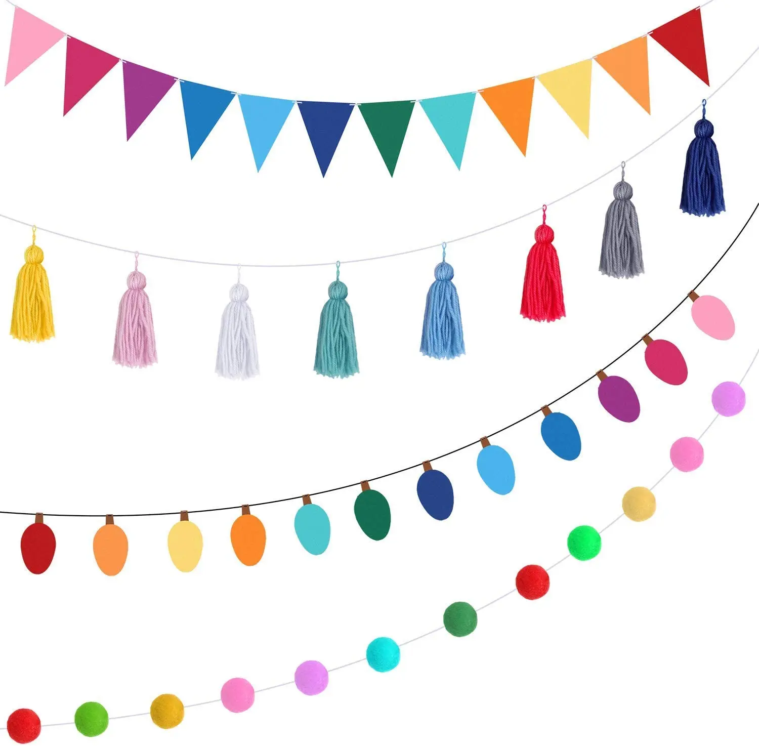 Happy Birthday Felt Banner felt hanging flags birthday banner