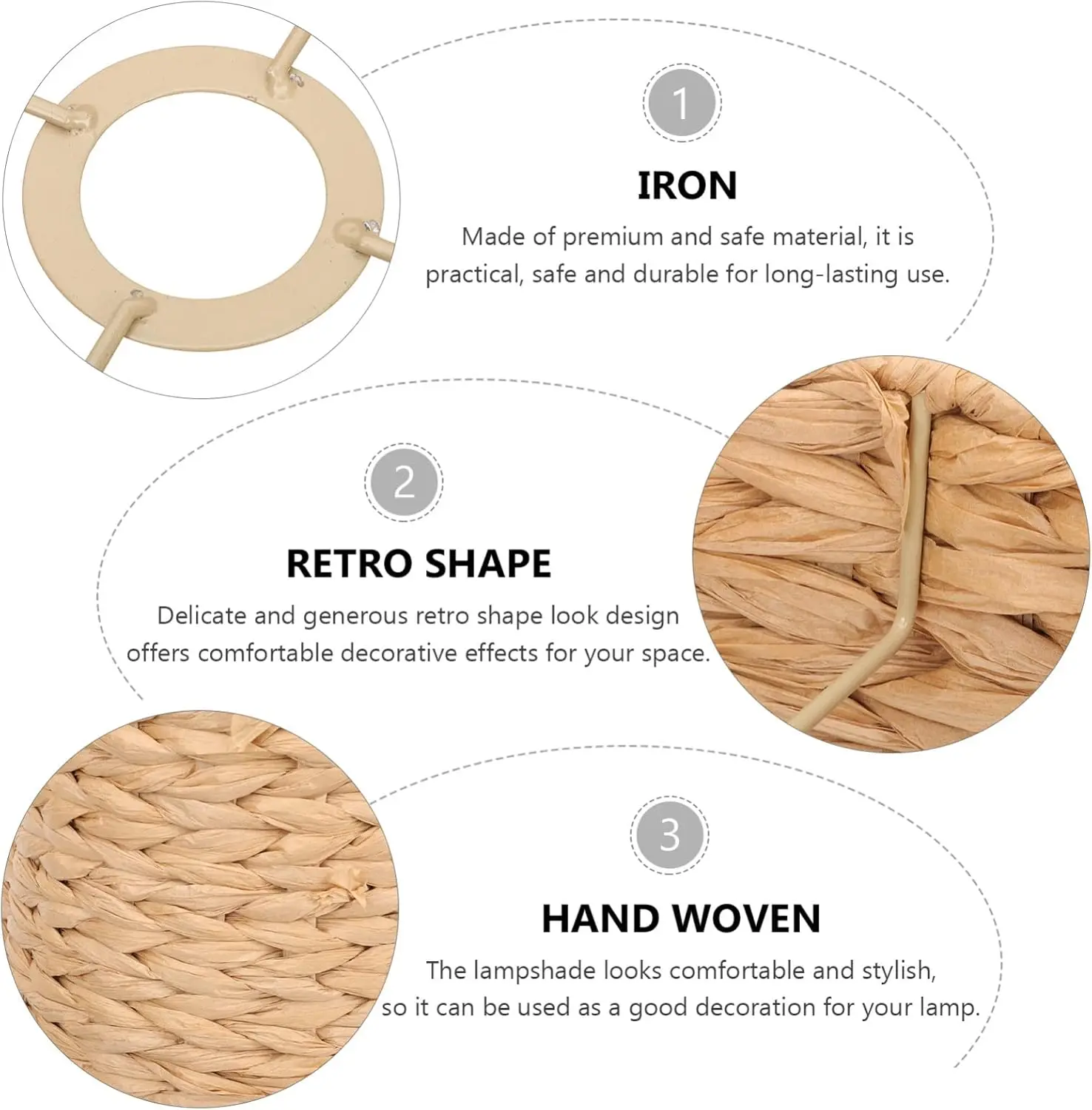 Woven Seagrass Small Drum Lamp Shade Chandelier Lamp Shade Replacement with Harp for Living Room Bedroom Home