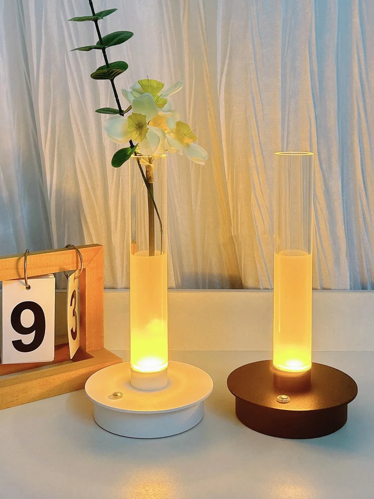 Modern luxury rechargeable table lamp creative cultured flowers home decor led desk lamp living room bedroom