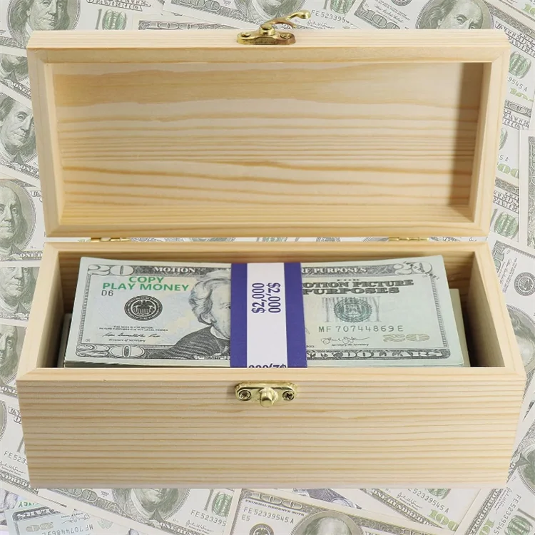 High Quality Portable Single Compartment Piggy Bank Wooden Cash Box Wooden Money Box With Lock