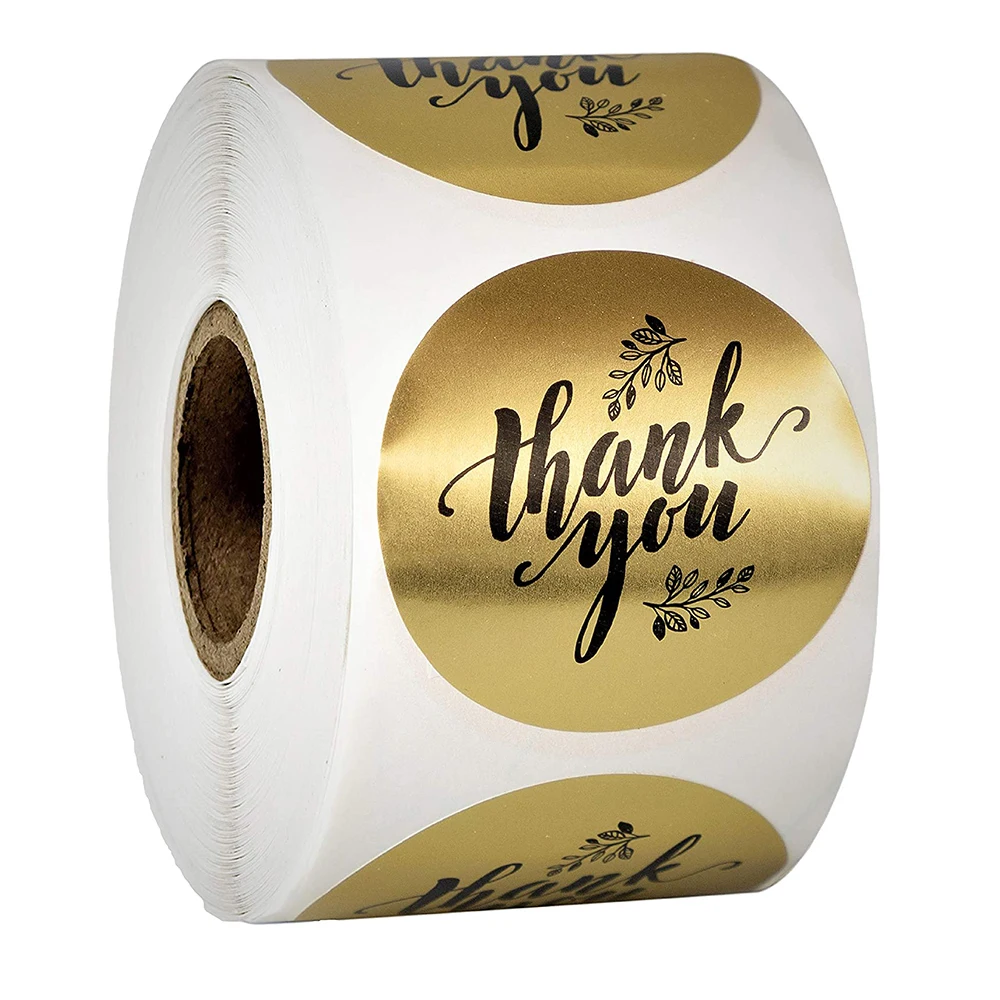 Hot sell self-adhesive  synthetic paper OEM custom thank you sticker for gift or Food packaging sealing