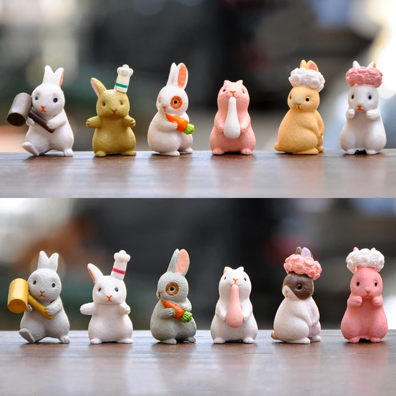 Cartoon Rabbit Figure Fairy Garden Accessories Table Decor Figurines & Miniatures
