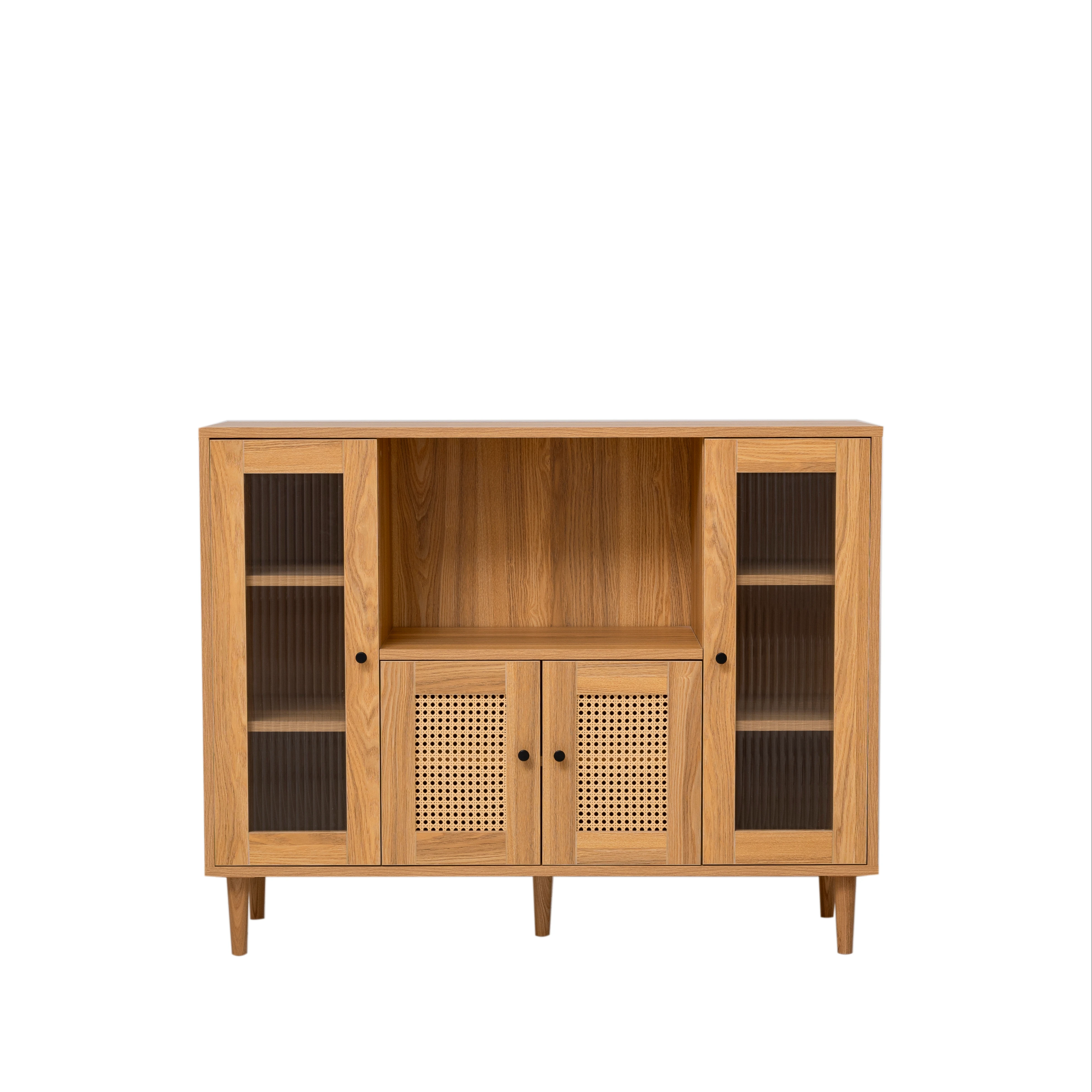 Multifunctional Solid Wood Storage Classic Sideboard Cabinet Antique 4-door Wooden Buffet/ Dining Room Storage Cabinet