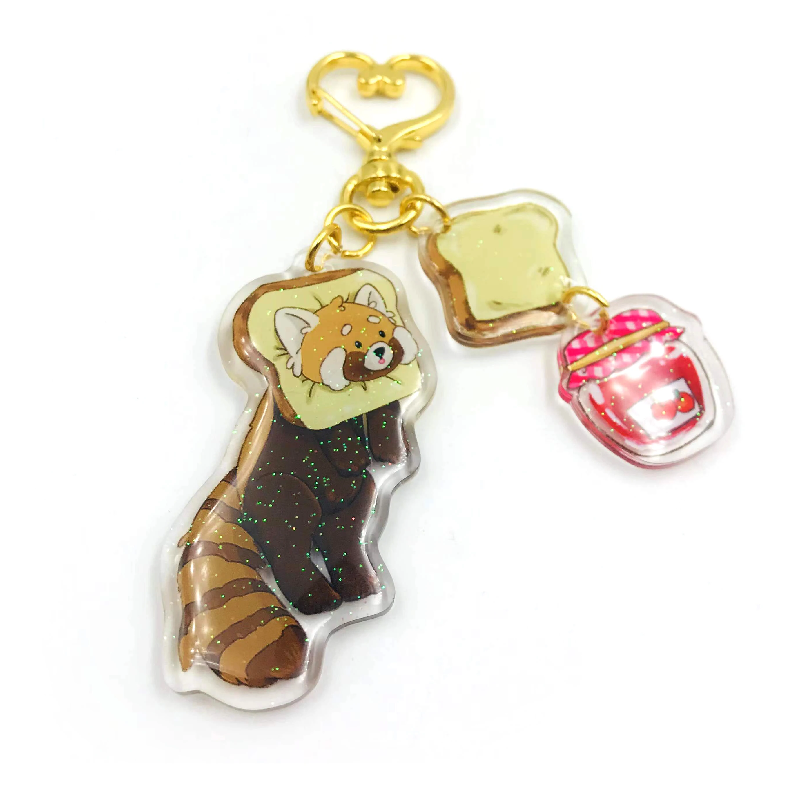 Unisex Two Sided Printed Personalized Flash Glitter Hologram Custom Acrylic Material Anime Keyrings