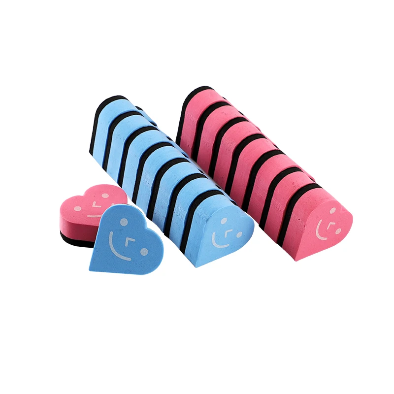 Custom Printing Heart Shape White Board Erasers Dry Erase Cleaner For Kids