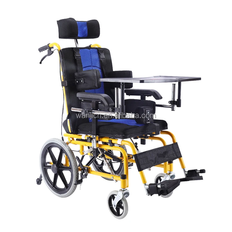 Hospital Pediatric Cerebral Palsy Children Foldable High Back Wheelchair High Back Handle Reclining Transfer Foldable Wheelchair