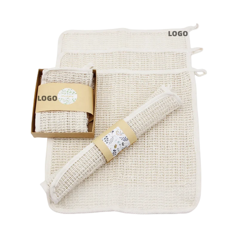 Natural Sisal Washing Eco Friendly Cloth Bathroom Towel Household Muli-Use Wipes Sisal Linen Hemp Cotton Cleaning Washcloth Set
