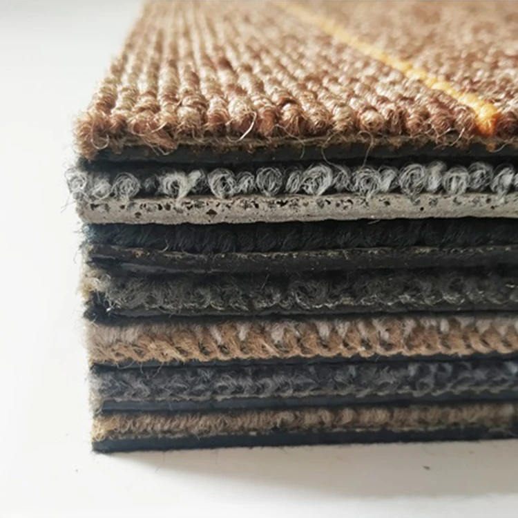 50*50CM and 25*100CM PP Surface Material with PU Backing Carpet Tiles