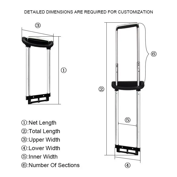 Custom Luggage Accessories High Quality Suitcase Extension Trolley Telescopic Luggage Handles