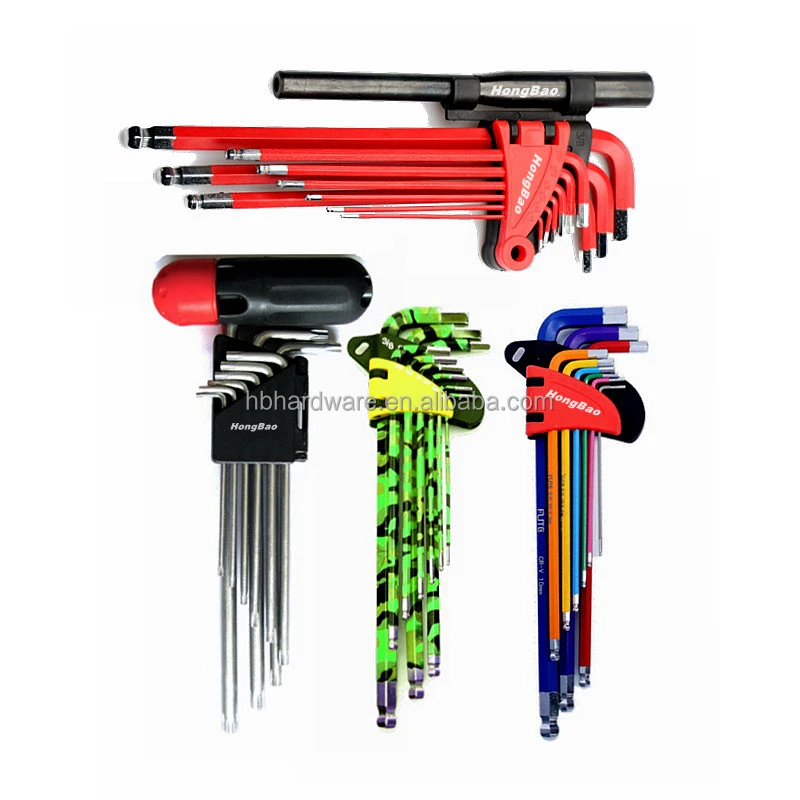 9pcs Adding Length Torque Strength Helping Rod Bar Hand Tools Hex Key Allen Wrench Set SAE Metric Long Arm Ball End Hex Key Set