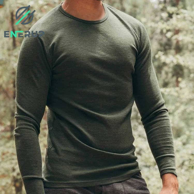 Оптовая продажа, повседневный укороченный топ из мериносовой шерсти Enerup, утепленная мужская рубашка большого размера с длинными рукавами