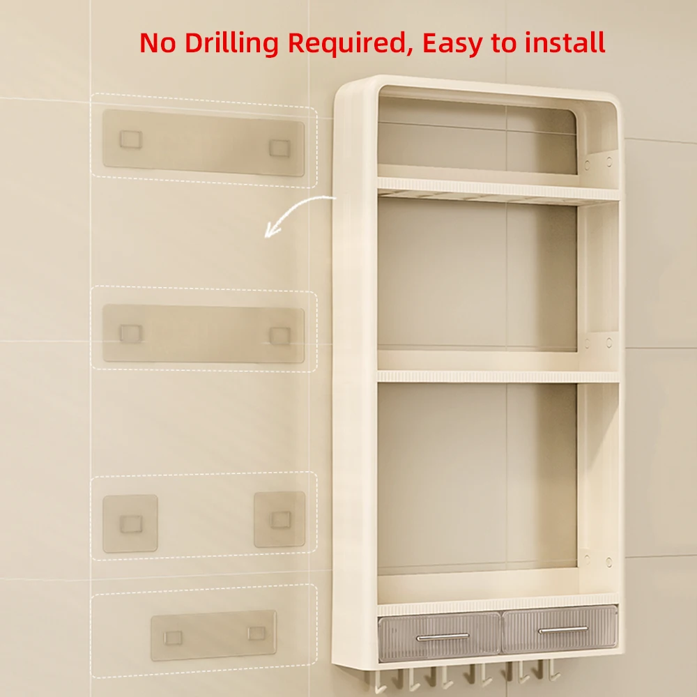 Hot Bathroom Shelf Bathroom Accessories Wall Storage for Household Organizer Storage Racks Shelving Units With Hooks Towel Bar