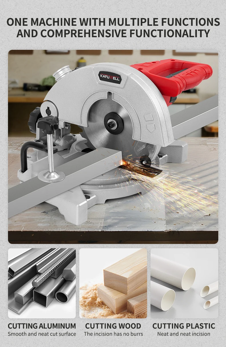 KAFUWELL PA5448 Electric Miter Saw Portable Lightweight Laser Positioning Cutting Band Saw Wood Cutting Mitre Saw