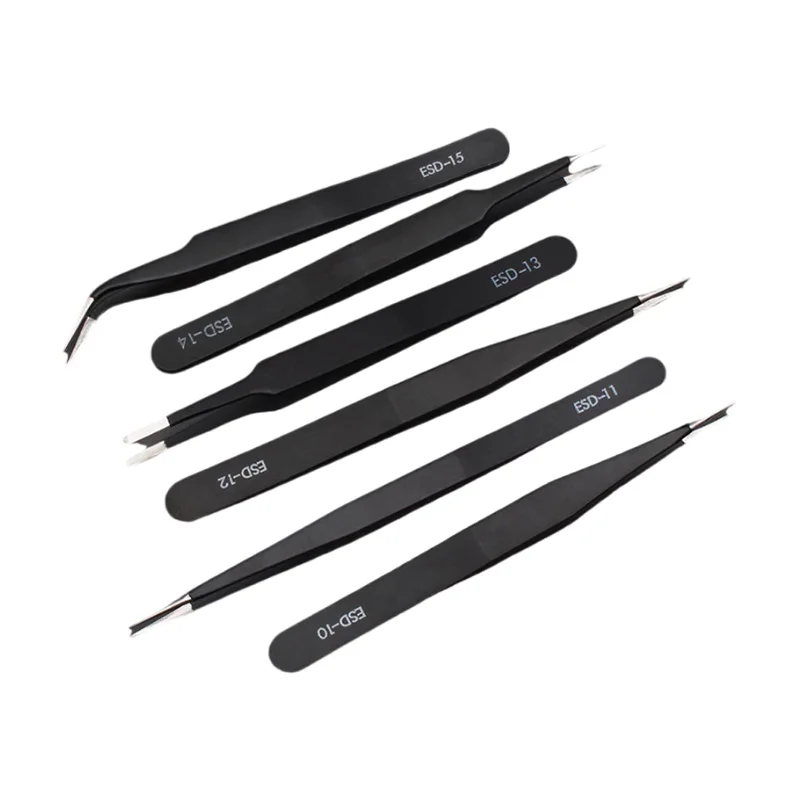 Factory Price Micro Tweezers Straight 12 Teeth Medium Offset Tweezers 6.5 Magnetic Tweezers