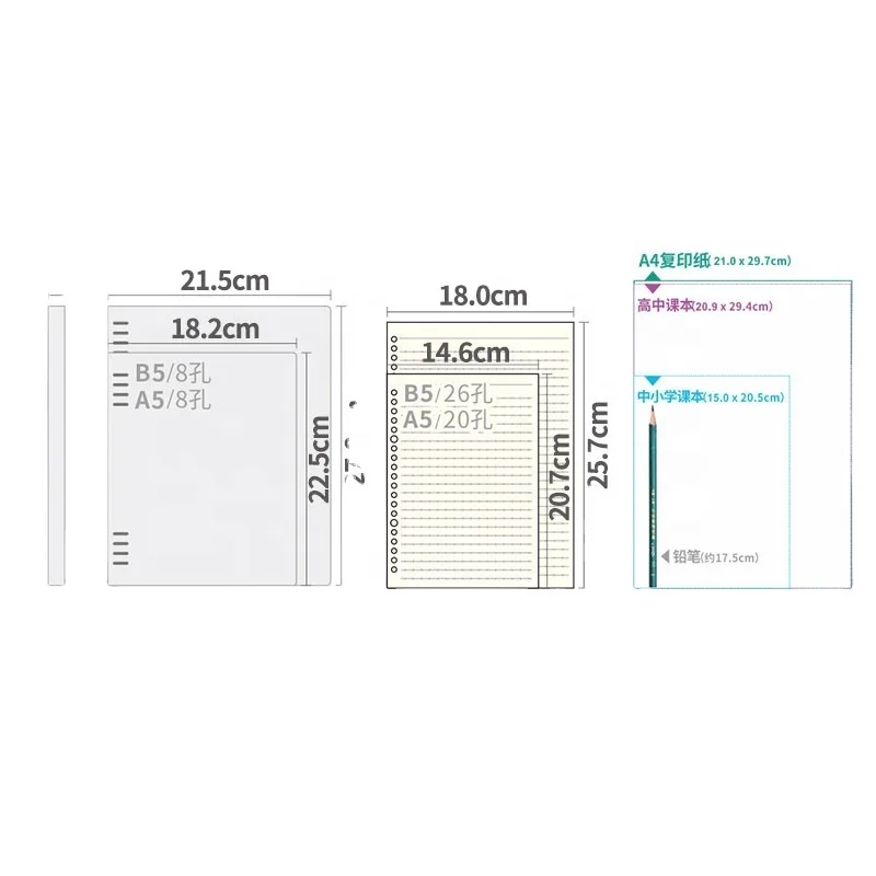 Buckle-design cover 8 holes easy push-pull binder PP loose leaf notebook with index pages