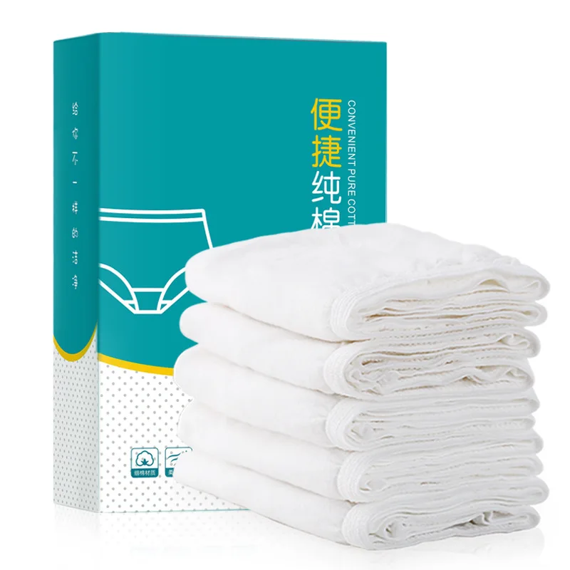 5 Pack Mens Disposable 100% Cotton Underwear for Travel Hospital Stays Emergencies