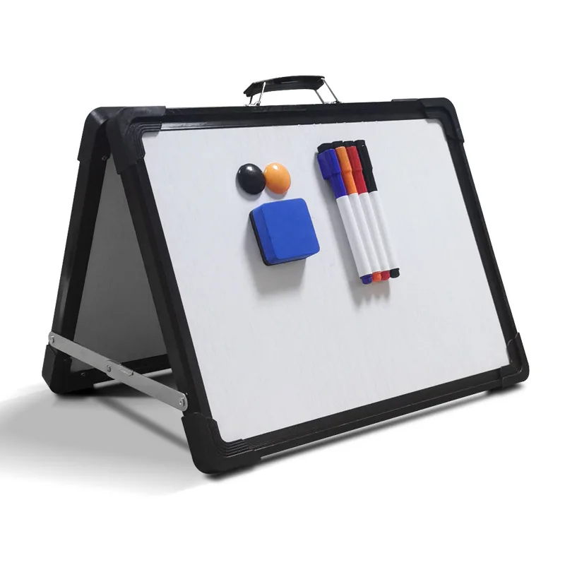 Small Portable Dry Erase White Board 12*16 inches Mini Magnetic Desktop Foldable Whiteboard with Holder for Kids Teacher Office