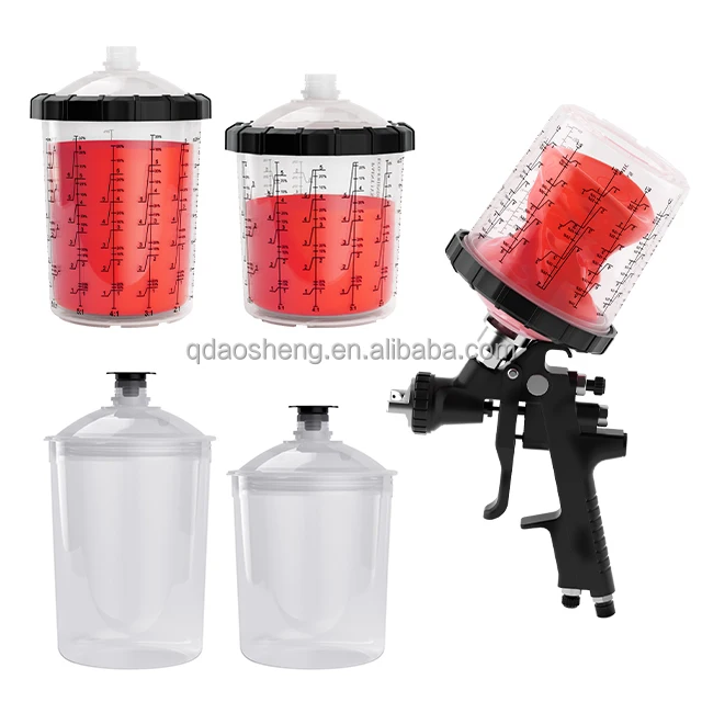 50 Pack Disposable Air Spray Gun Kit 20 Ounce (650ml) Standard Size with Cup Liners and Lid System