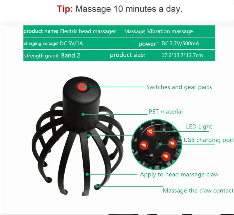 White Head Capps HeadMassage Machine With Massager Electric Scalp