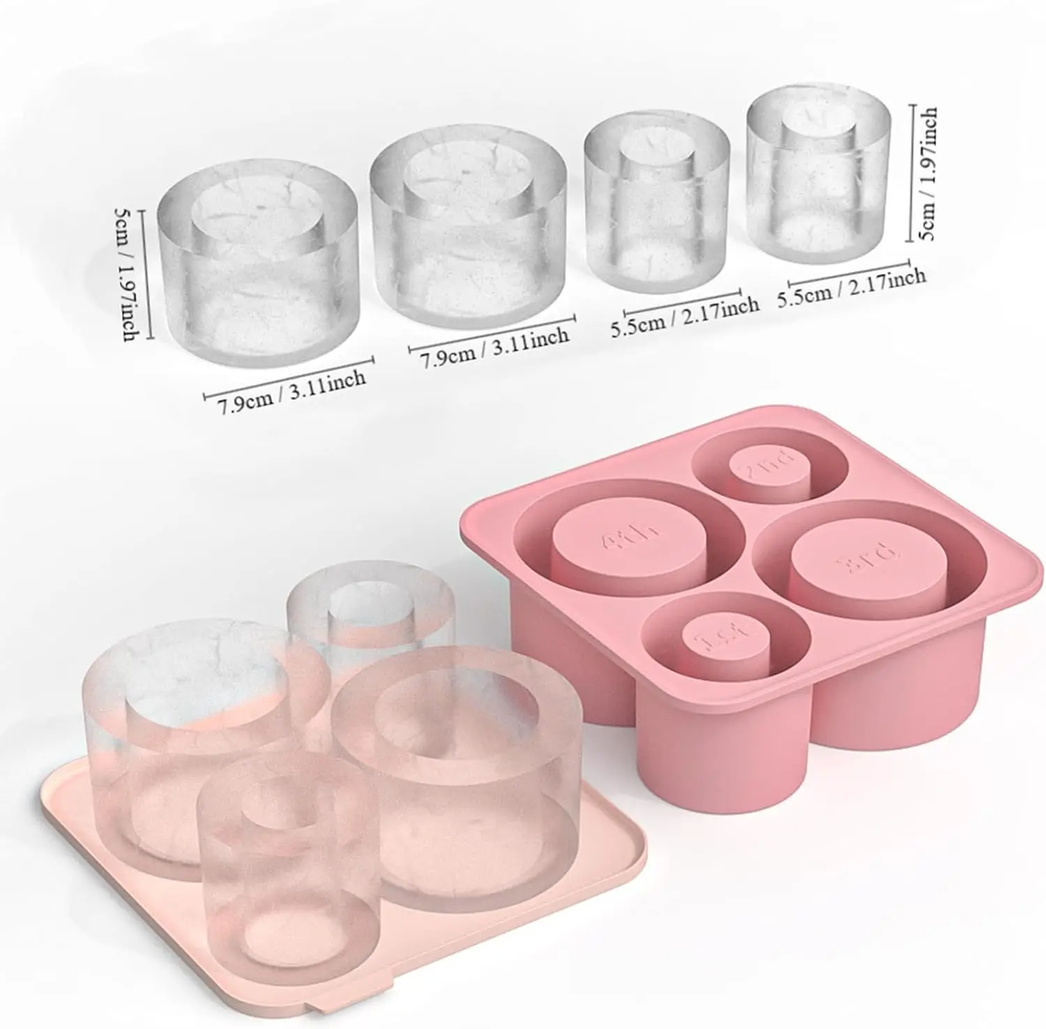 Ice Cube Trays with Lids Silicone Ice Cube Molds for Stanley 20oz 30oz 40oz Tumbler Cup Ice Cube Tray for Stanley