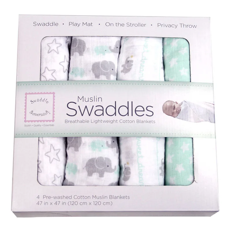 Wholesale Custom Baby Blanket Luxury Packaging Box Foldable White Card Towel Swaddle Gift Paper Box With Window PVC