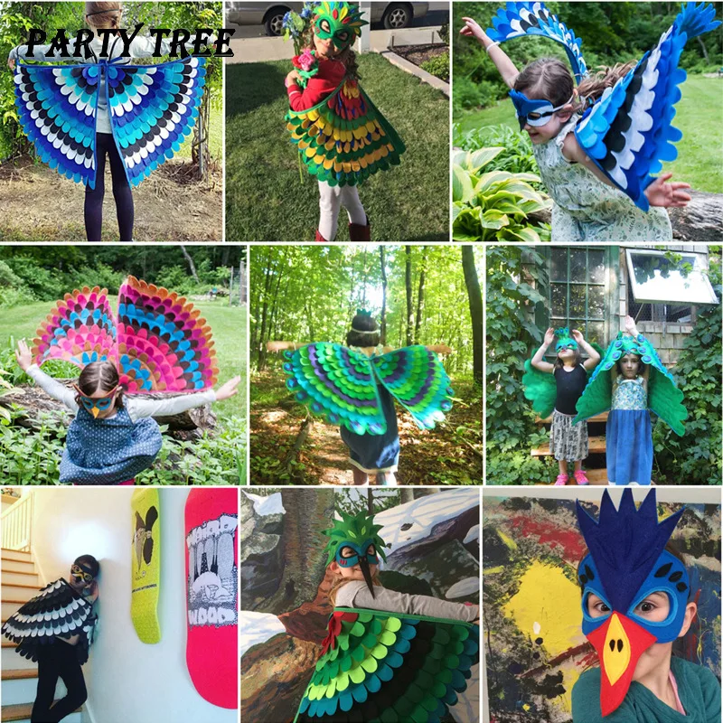 Halloween Cosplay Carnival Cloak Costumes Birds Wings Mask Fun Cosplay Owl Cape Butterflies Dress