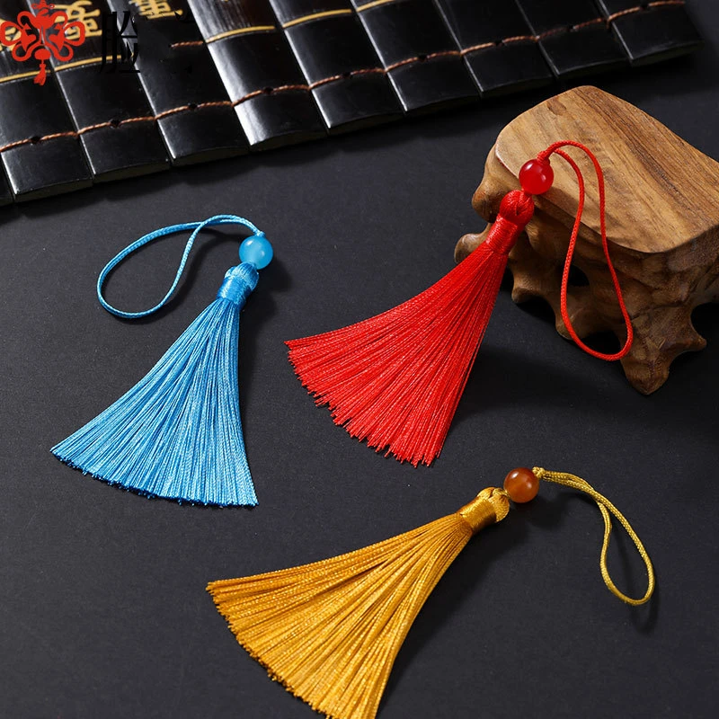 7CM Small Hanging Tassel Fringes Beaded Headdress Bookmark Folding Fan Pendant Tassel