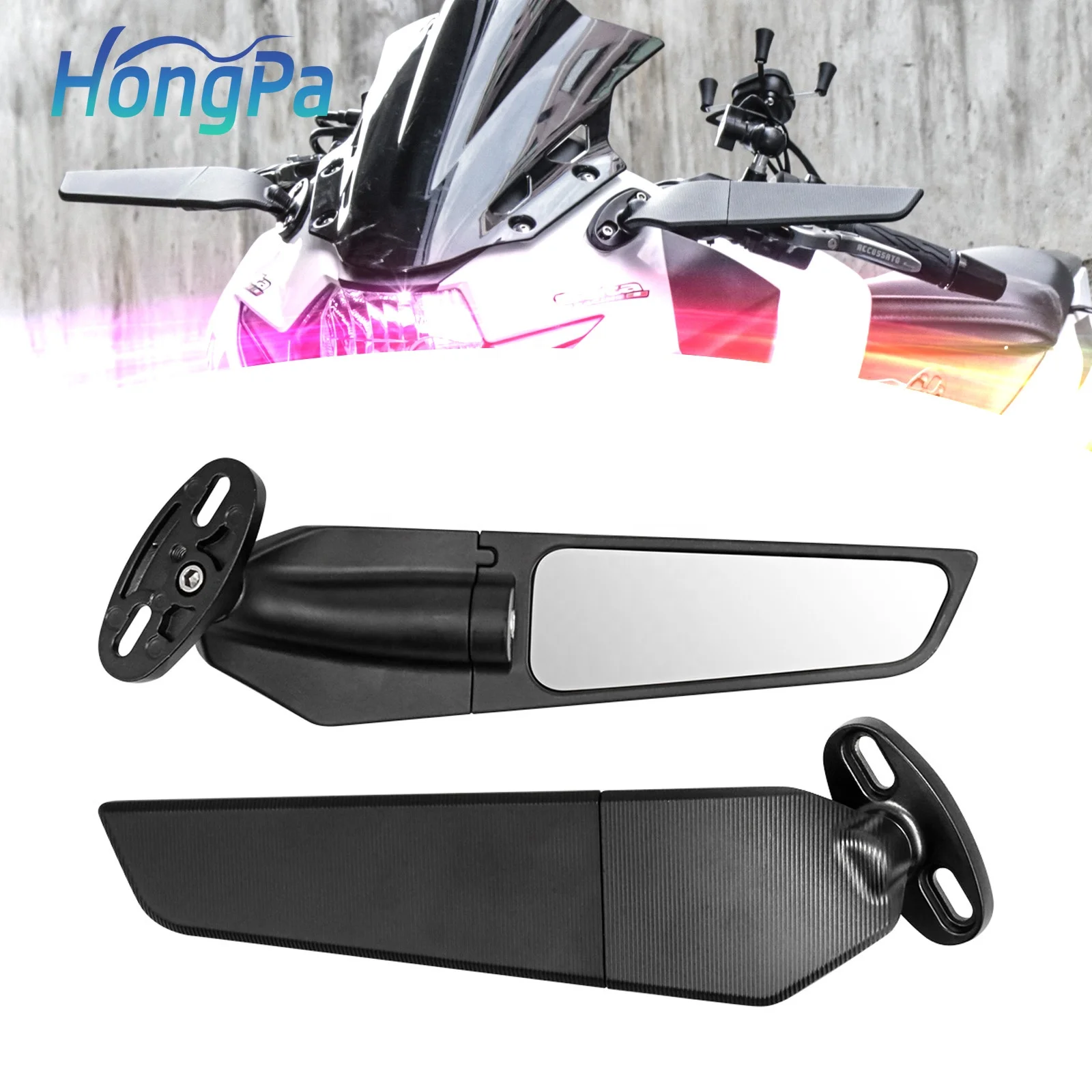 Универсальные алюминиевые мотоциклетные зеркала с ЧПУ, боковые зеркала заднего вида, зеркало с крыльями ветра, левое и правое боковые зеркала