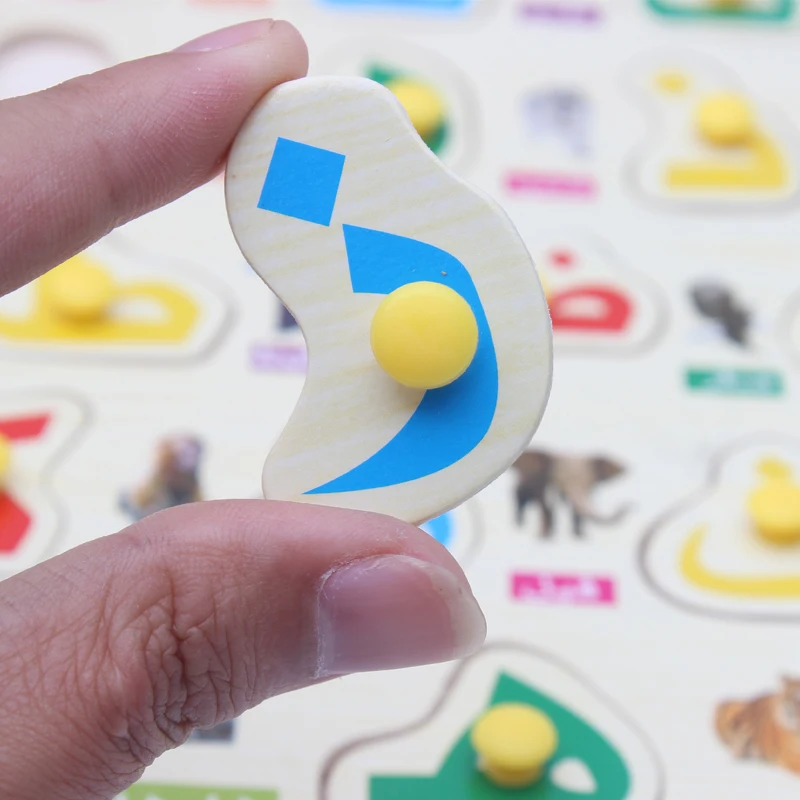 Montessori Early learning Education wooden Hand scratch board toys Children 3D Arabic Letter alphabet Jigsaw Puzzle
