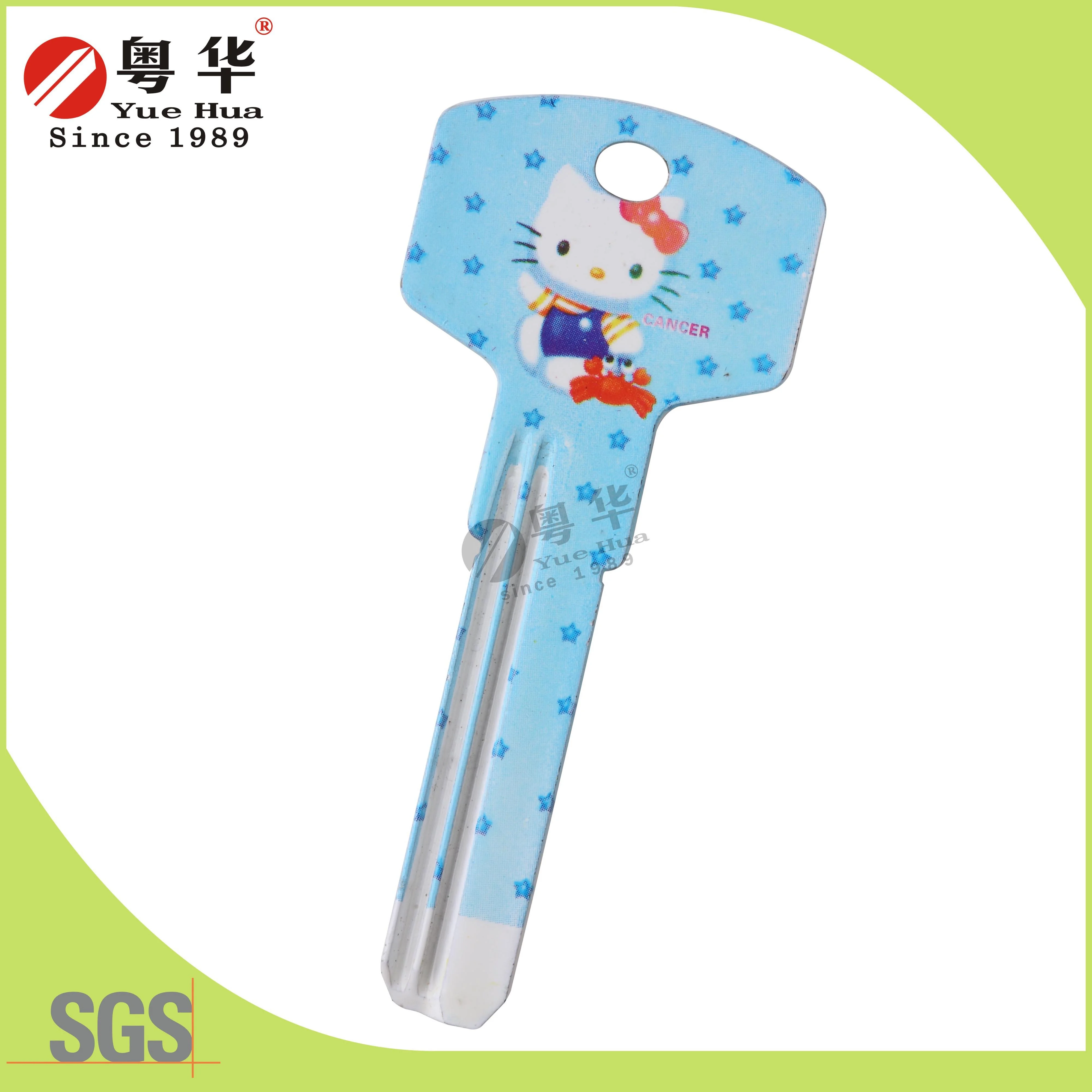 Free Sample US Market Pink Hello Kitty Shape Nickel Plated Custom Brass Key Door Brass Key Blank For Locksmith Tools
