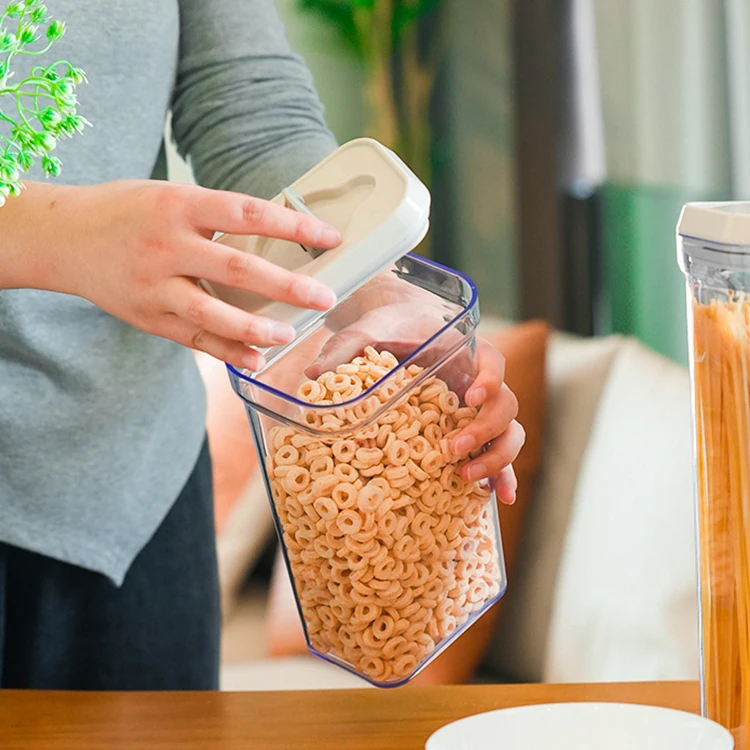 clear plastic cookie jar 4 pcs grain containers for kitchen & household pasta storage with sealing lid