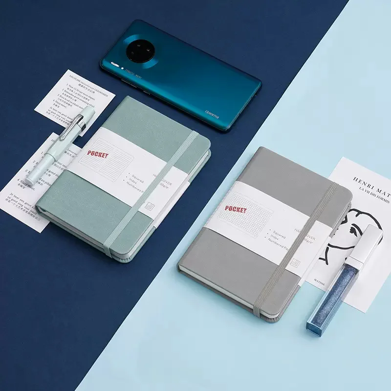 Free Sample Custom Wholesale Promotional A5 Business Linen Journals Notebook PU Leather Hardcover Thread Sewing School A4