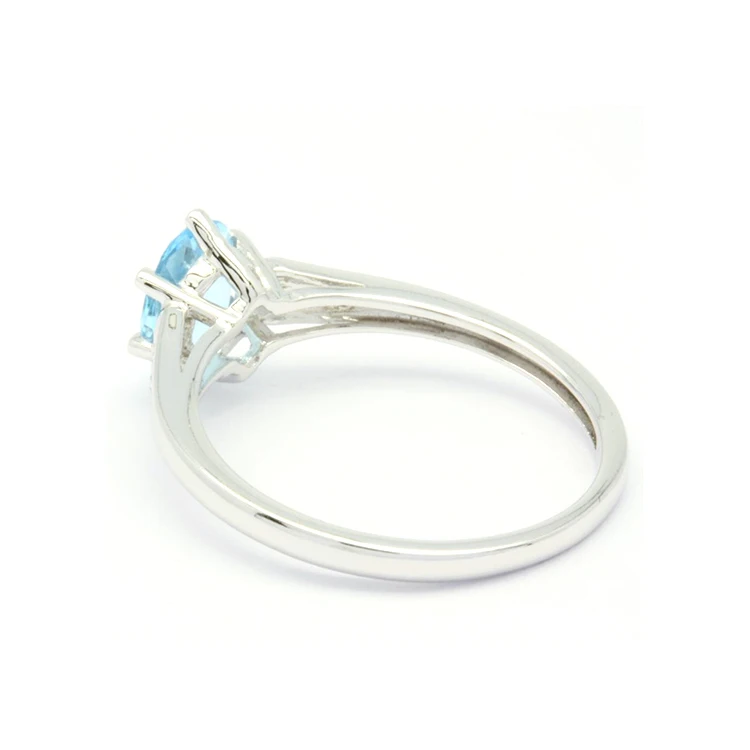 Latest Jewelry Design OEM High Quality Blue Topaz Diamond 18K 14K 9K Classic Gift White Gold Oval Fashion Ring For Women
