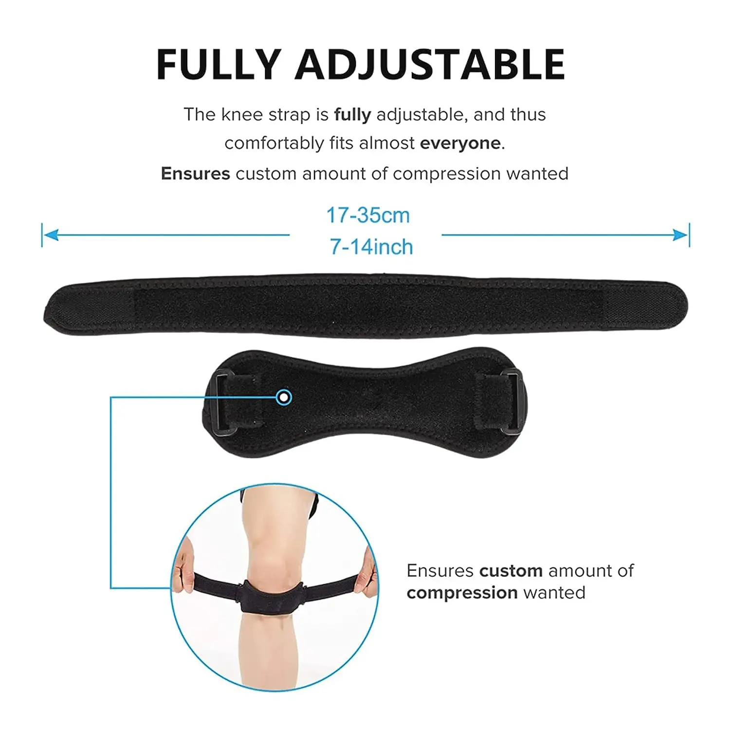 Knee Pain Relief & Patella Stabilizer Knee Strap Brace Support for Hiking, Soccer, Basketball, Running