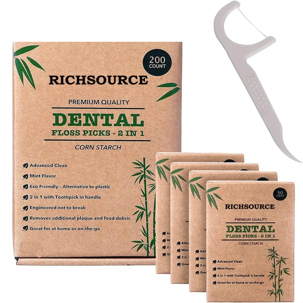 factory export 100% Biodegradable Pla Handle Toothpick biodegradable floss Corn Fiber Tooth Floss Pick Dental Floss Pick