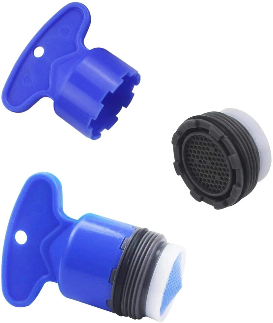 Avatar 20 Pieces Cache Faucet Aerator Key Removal Wrench Tool with 20 Pieces Faucet Aerator for M16.5 18.5 21.5 24 Cache Aerator