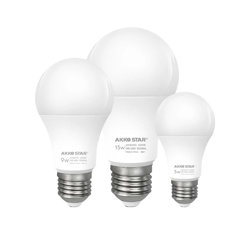 AKKO STAR E27 B22 Led Bulb Light Hot Selling Plastic Aluminum 3w 5w 7w 9w 12w 15w 18w 25w Globe AC 90 80 Noas Led Ampul -25 - 45