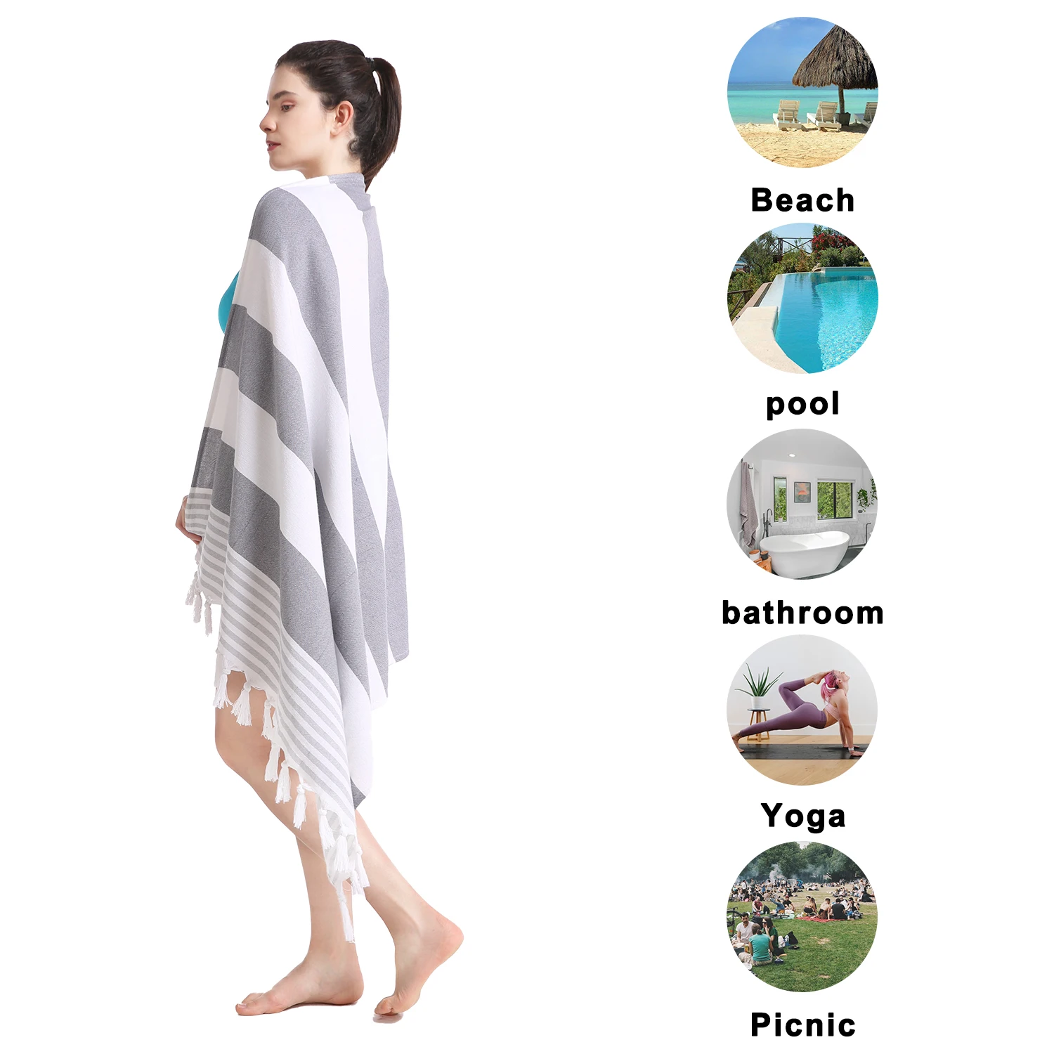 100% Cotton Turkish Bath Towels Quick Dry And Highly Absorbent Sand Free Beach Blanket Oversized Large Turkish Towel