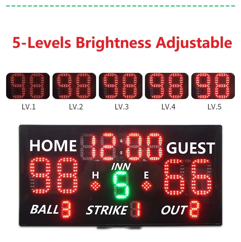 YIZHI Portable Sports Digital Baseball Softball LED Electronic Scoreboard with Timer Display for Training Game Score Record