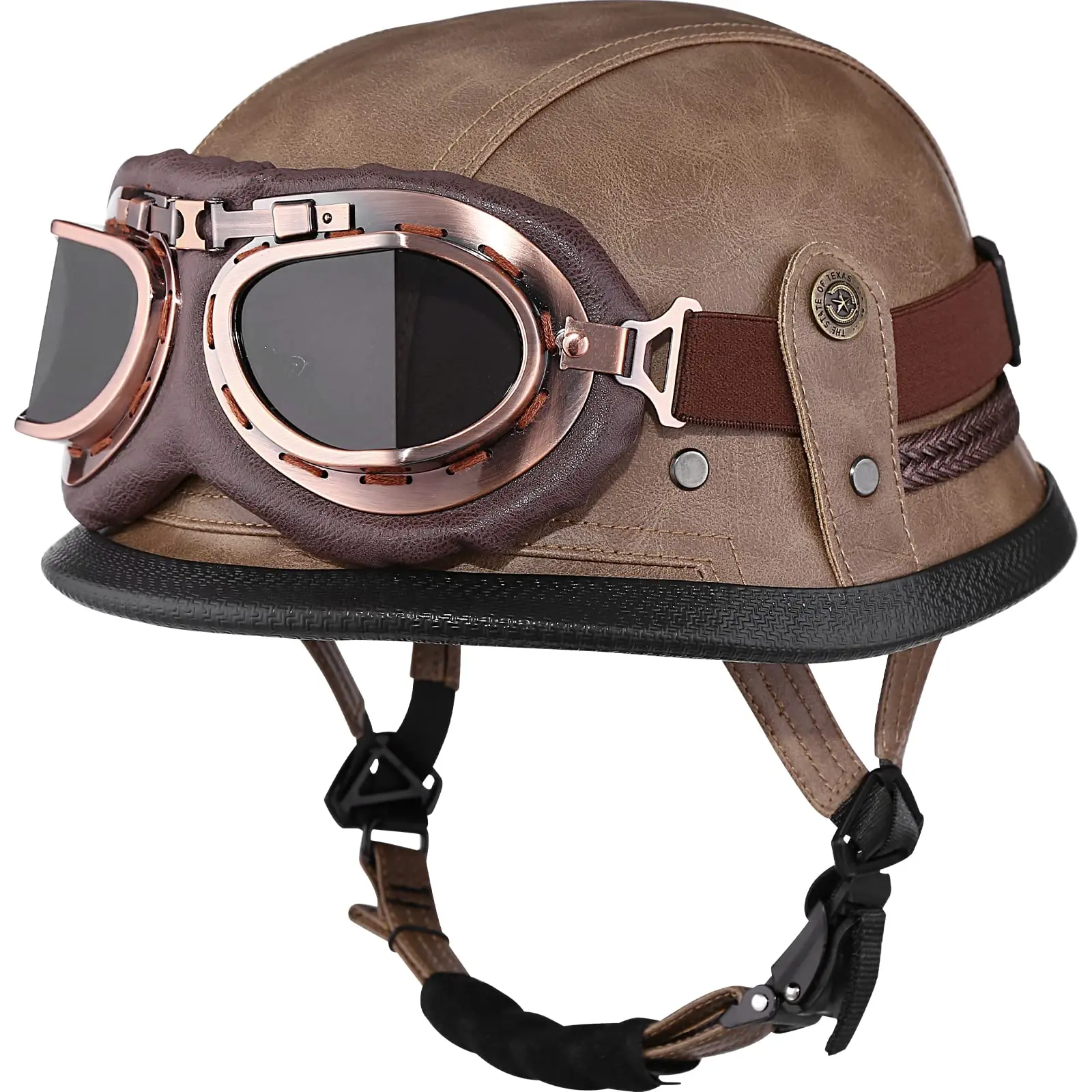 vintage leather half face helmets for scooters, motorcycles, e-bikes with DOT in German style