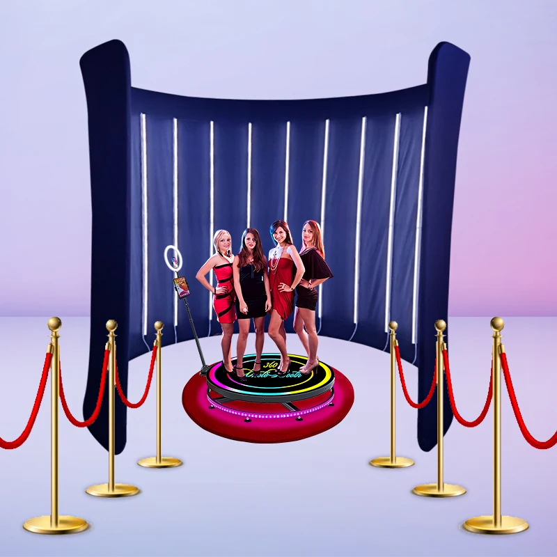 Easy assembly custom printed 360 degree photo booth half circle round photo booth enclosure with led