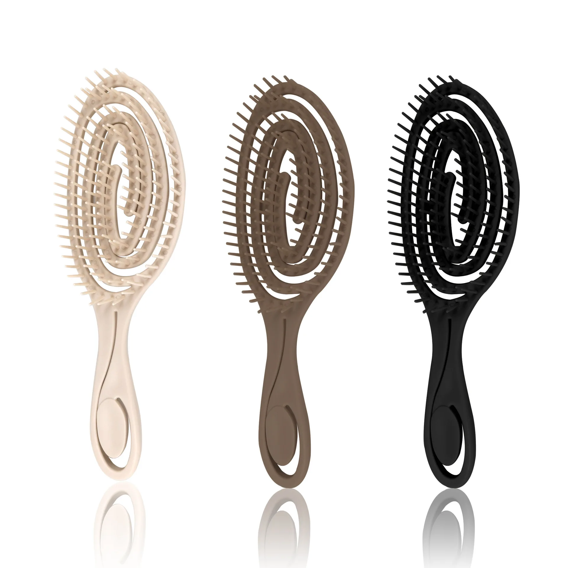 Private logo Wheat Straw Organic Detangling Hair Brush for Women Men & Children Straightening Brushes Unique Spiral Hair brush